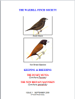 front cover featuring image of a dusky munia and a New Britain mannikin.