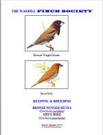 front cover featuring image of a bronze-winged munia and a spice finch