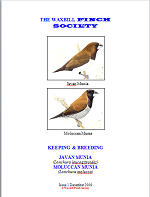 front cover featuring image of a Javan munia and a Moluccan munia.