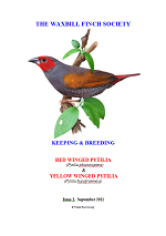 front cover featuring image of a red- and a yellow-winged pytilia.